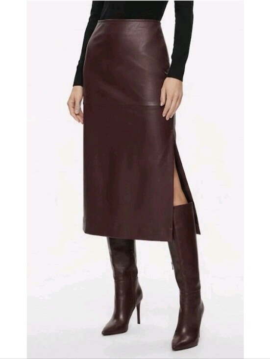 Kenneth Cole Dresses & Skirts - Kenneth Cole Faux Leather Pencil Skirt in Deep Burgundy